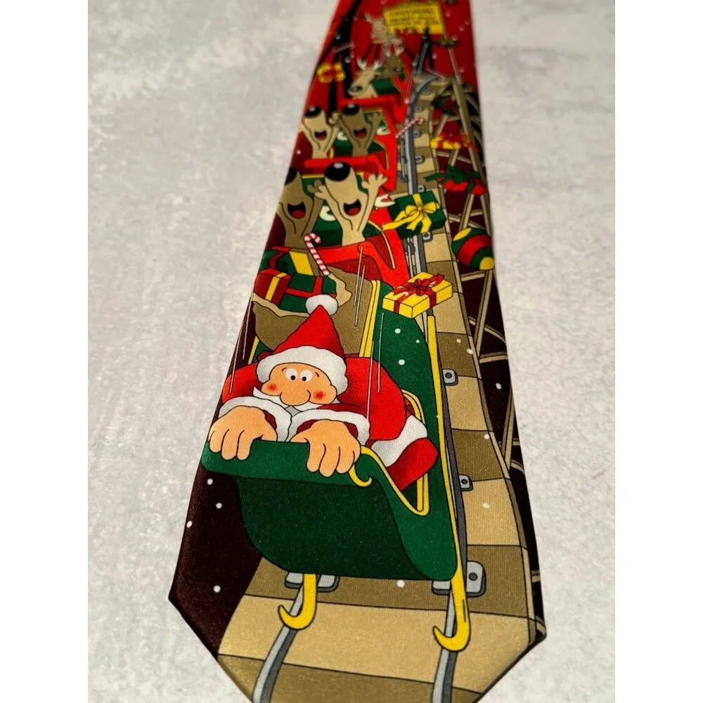 🎢🎅 Tie Tales Santa Rollercoaster Christmas Necktie‎ 🎅🎢